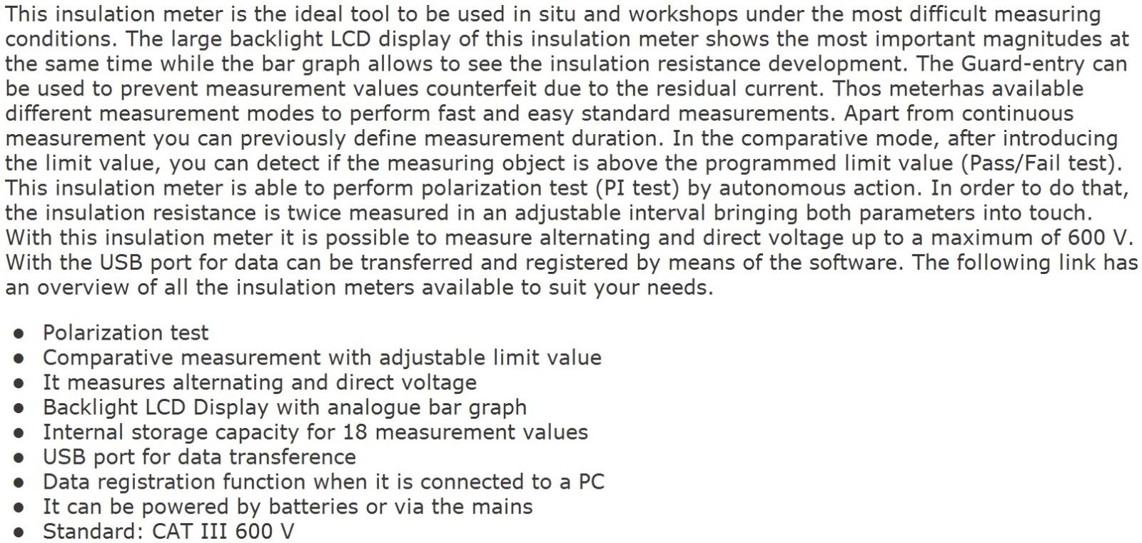 TENMA INSULATION RESISTANCE TESTER ציוד בדיקה ומכשירי מדידה